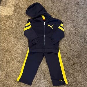 Puma Kids Navy and Yellow Jogger Set 24 Months